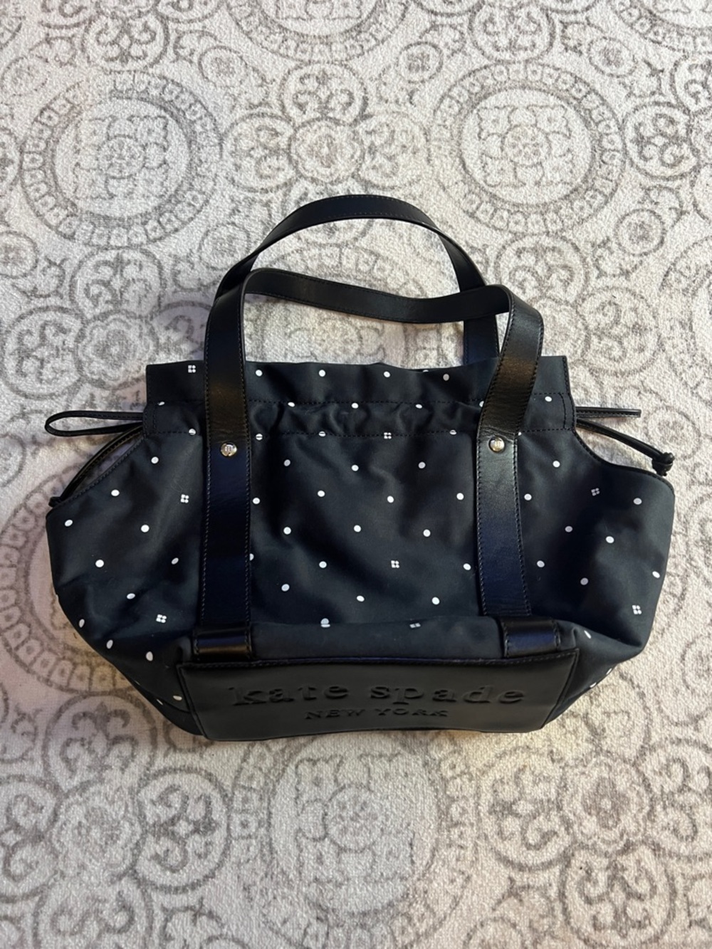 kate spade Black Nylon Polka Dot Small Topsy Tote, New